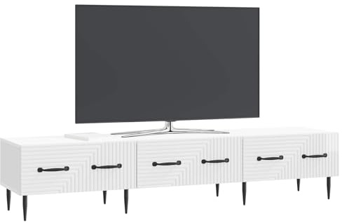 vidaXL TV-Schränk Hochglanz Weiß 147 x 34,5 x 30 cm Holzwerkstoff, Wohnzimmeraufbewahrung, Vintage-Medienschrank, rechteckiger TV-Tisch, Möbel aus Holz, Unterhaltungsstation