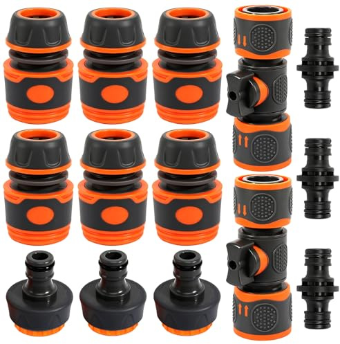 prota Garden Kupplung 1/2 Zoll, 14 Stück Schlauchanschluss 1/2 Zoll, 6 Schlauchkupplung 5 Kupplungs 3 Hahnverbinder, Gartenschlauch Verbinder für Schlauchverlängerung und Wasseranschluss Garten