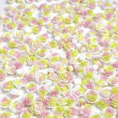 qbodp 150 Pièces Accessoires De Nail Art Mixtes Aléatoires, Décorations D'Assortiment De Fleurs En Résine Blanche Verte Rose Charmes D'Ongles