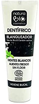 NaturaBio Cosmetics - Pasta de Dientes Blanqueante con Menta Bio & Carbón Activo, 75ml