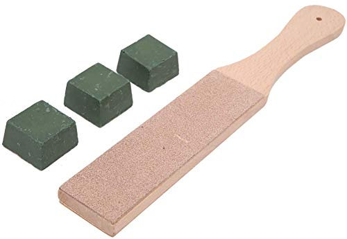Omenluck 4 Stück DIY Holz Leder Paddel Leder Halterung Kit mit Polierpaste
