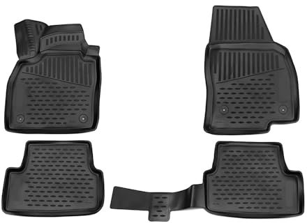 OMAC Gummimatten Fußmatten kompatibel mit VW Polo 2017-2021 TPE Automatten Schwarz 4X
