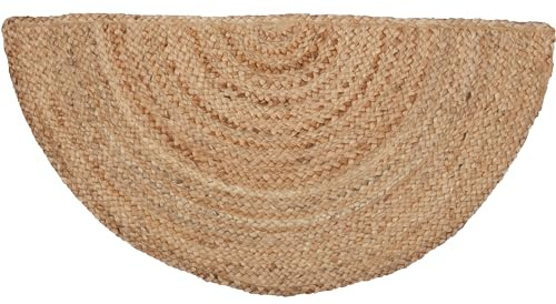 VHC Brands Natürlicher Jute-Teppich, Landhausstil, Eingangsbereich oder Küche, kleine Willkommensmatte, halbrund, 41 x 83 cm