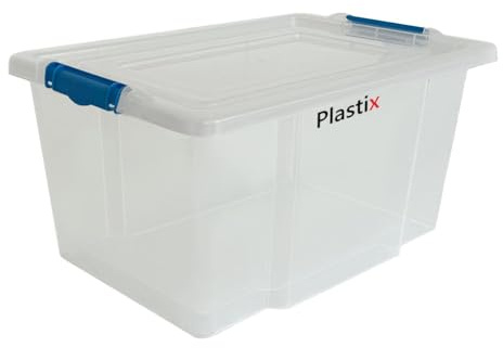 Plastix 50L storage box containers with lids (Pack of 3),Really useful plastic box for Store Home & Office stuff Stackable [UK Made]