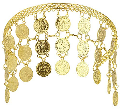 Aufregender Bollywood Schmuck mit Münzen/Gold/Wahrsagerin Kopfschmuck Zigeunerin/Bestens geeignet zu Fasching & Karneval
