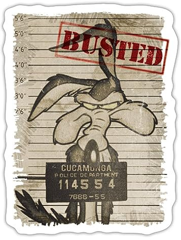 Spreadshirt Looney Tunes Wile E. Coyote Busted Sticker, max. 10 x 10 cm, 10 x 10 cm, Mattweiß
