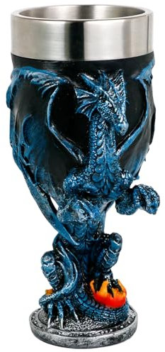 Mittelalter Fantasy Blue Dragon Kelch – Dungeons and Dragons Geschenke Party Dekoration – D&D Game Kelch Tasse of Thrones Merchandise 200 ml Edelstahl Gothic Trinkbecher