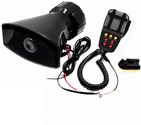 YIYIDA Bocina de Coche Sirena Bocina de Alarma Bocina de policía con arnés telescópico 7 Banda de Sonido Micrófono Sistema de Altavoces PA Multitono Megáfono Amplificador Trompeta