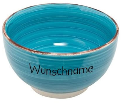 Doriantrade Müslischale Dessertschale Porridge Schale Schüssel Keramik Türkis personalisierbar mit Wunschname Name Geschirr mit Namen personalisiert