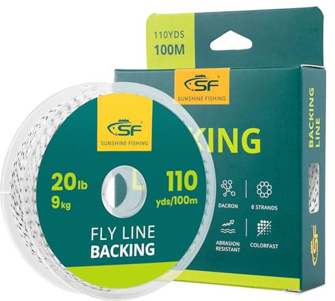 SF Fly Fishing Dacron geflochtene Backschnur, Forellenschnur, 9 kg, 100 m, Weiß/Schwarz