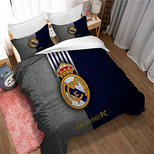 CHAOSE-ESB Equipo De Fútbol Juego De Cama con Funda De Almohada, Funda Nórdica + 2 Fundas De Almohada - Resistente A La Humedad, Hipoalergénico (RMCF 02,(150x200cm)-Cama de 90)