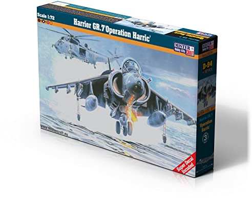 Mistercraft Modellbausatz Harrier GR.7 Operation Harric Maßstab 1:72 Plastikbausatz, Bausatz zum Zusammenbauen, Inklusive Klebstoff, Kunststoffmodell, Bauanleitung,199.5mmx128.5mm