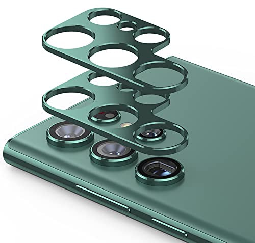GIOPUEY Camera Lens Protector Compatible with Samsung Galaxy S22 Ultra,[2 Pack] Camera Lens Metal Protectors [Does Not Affect Imaging] 360° Camera Protection for Samsung Galaxy S22 Ultra (Green)