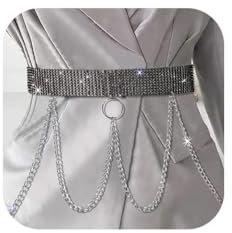 IYOU Mode Kristall Taille Kette Schwarz Strass Sparkly Body Chain Layered Sexy Diamant Bauch Ketten Nightclub Party Gürtel Körperzubehör für Frauen und Mädchen