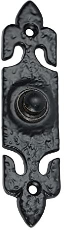SKANDH Fleur Türklingel aus Eisen, mit Druckknopf, pulverbeschichtet, Antik-Schwarz (13 x 3 cm)