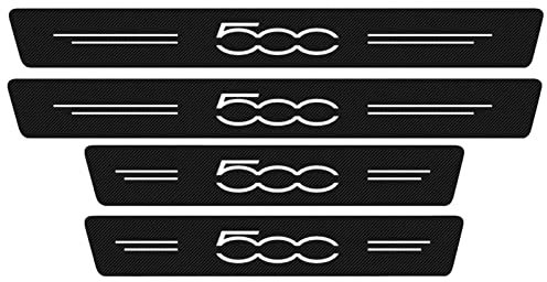 KLCRlGOM 4pcs Carbon Fiber Car Door Sill Protector for Fi-at 500 500c 500L 500X Van, 4D Sill Scuff Plate Sticker Auto Welcome Pedal Threshold Decorative Accessories,Black