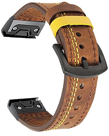 SUTK Lederarmband Strap Für Garmin Fenix 5 5X Plus 6 6XPro Strap Quick Release Zubehör Armband (Color : Dark Brown, Size : for Fenix 6 5 Plus)