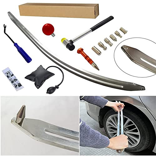 CYGOODS 12 pièces/Ensemble Auto Voiture Auto débosselage Garde-Boue réparation dommages extracteur Arc Pied-de-biche Outils Crochet tiges Kit
