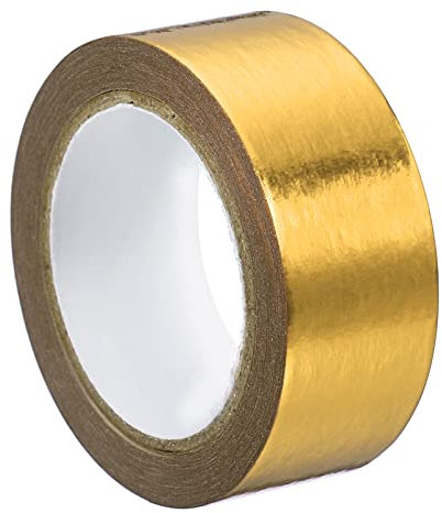 PATIKIL 15mm x 5m Metallizzato Washi Nastro, 1 Rotolo Copertura Lamina Adesivo Auto Adesivo per Fai da Te Arte Artigianato Avvolgimento Decorazione, Oro