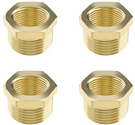 The Lord of the Tools 4 Stück Buchsen-Reduzierverbinder 3/8 Zoll männlich auf 1/4 Zoll Innengewinde Rohrverschraubung Adapter Sechskant-Messing-Konverter für Garten Wasserleitung