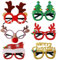 Ceqiny Weihnachtsbrillen Set, 6 Stück Weihnachten Brille, Weihnachten Foto Requisiten für Kinder Erwachsene, für Weihnachten Neujahr festlichen Urlaub Party Supplies