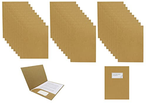 Smiling Art 30er Präsentationsmappe aus 320g /m² Kraftpapier in A4 Format, Dokumentenmappe, Aktentasche, Aktenordner, Ordnungsmappe Ideal fürs Büro Schule Uni 31 x 24 cm (Beige, 30er)