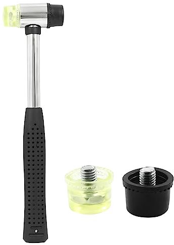 Litoexpe 1 mazo de goma, martillo de goma de doble cara, martillo suave pequeño con 2 cabezales de repuesto (25 mm y 25 mm)
