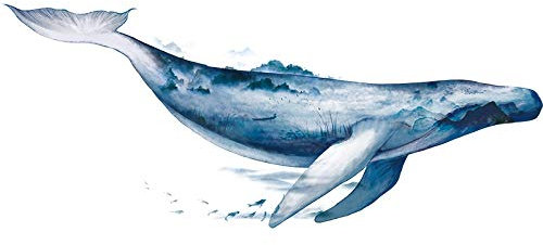 JNJOOD GroßE Wal Tiere Wand Aufkleber PVC 3D Kunst Aufkleber Aufkleber für Kinder Kinder Wand Dekoration Wohnen Kultur 155X64Cm