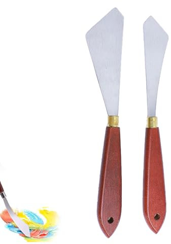 2pcs Palette Knife Painting Palette Knife Art Palette Knives Wooden Handled Palette Knife Cake Palette Knife Oil Acrylic Painting Art Knife Paint Palette for Acrylic Painting Oil Painting Set