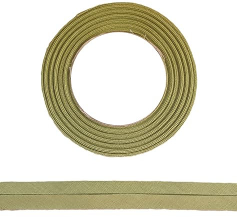 ME:NaMa Schrägband aus 100% Baumwolle - 10 m x 18 mm (gefalzt) - Hochwertiges Einfassband, Baumwollband, Schrägband - Ideal zum DIY-Nähen - In Belgien hergestellt, auf Einer Rolle (Olivgrün)