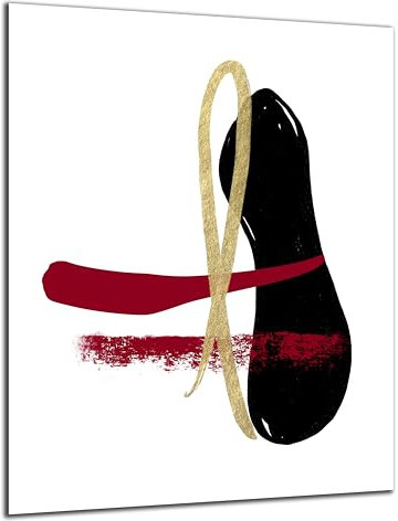 DARO Design - Wand-Bild 6mm HDF 70x50 cm Japan Japanische Kunst rot schwarz weiß Gold - Wand-Deko Bilder Wohnzimmer