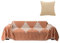 Sofa überwurfdecke für 2-/3-/4-Sitzer, sofaüberwurf Decke Couch überwurf Baumwolle Waschbar Anti-rutsch Schmutzabweisend Kissen couchdecke überwurf Nahtlos mit Quasten(180 x 300 cm, Striped Orange)