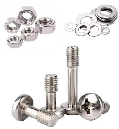 Foyoram Lot de 10 vis imperdables M4 x 6 mm, à tête demi-ronde, avec empreinte cruciforme et écrous, disque plat, vis imperdables de la plaque en acier inoxydable (M4 x 6 mm)