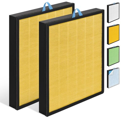 HSIAMEN Vital 200S-RF-PA Pet Filter Compatible with Levoit Vital 200S Replacement Filter for Smart Air Purifier Vital-200S, LRF-V201-YUS H13 True HEPA Filter, Yellow 2-Pack