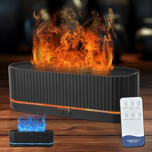 Kairey Aroma Diffuser,300ml Flame Diffuser für äTherische öle mit Timer Fernbedienung und Waterless Automatische Abschaltfunktion für Zuhause, Büro oder Unterwegs