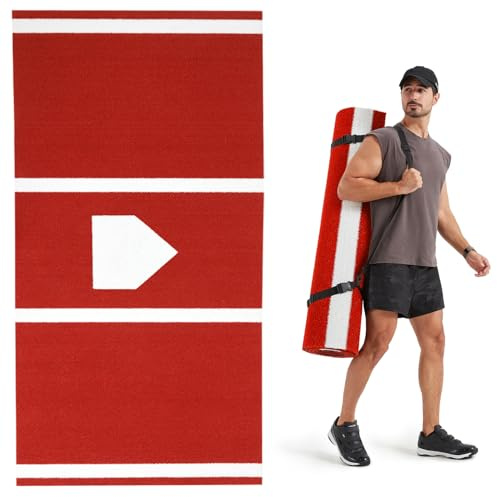 GSK Baseball Hitting Mat 3.8FT ×10FT Training Equipment Artifical Turf Softball Pitching Mat Backyard Adult Kids Batter's Box Practice Thickened Baseball Pad Batting Cage Portable Turf Roll