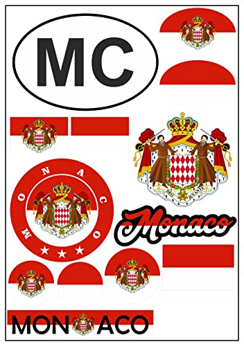 Daged Monaco Aufkleber Karte Stickerbogen - PKW Auto Motorrad Biker Flagge Fahne Deko AK