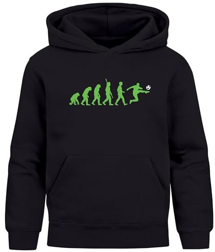 MoonWorks® Kinder Hoodie Jungen Fußball Geschenk Fußballer Fußballfan Aufdruck Lustig Evolution Jungengeschenke schwarz 164