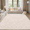 Enyhom Wohnzimmer Teppich, Esszimmer Kurzflor Geometrische Küchenteppich Hochwertiger Moderner Pflegeleicht Teppiche für Schlafzimmer Büro Aufenthaltsraum (Creme, 200 x 290 cm)