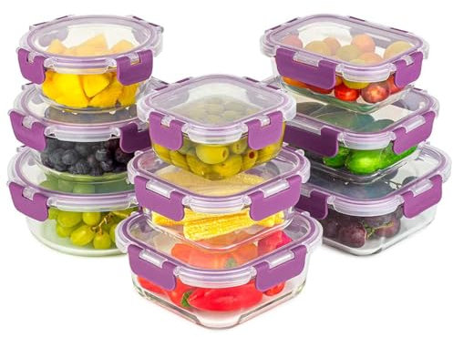 Recamania Recipientes de Cristal Para Alimentos - 36 Piezas (18 recipientes y 18 tapas)- Apto para lavavajilla