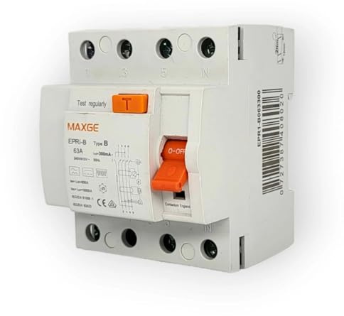 EDELIZON | FI-Schalter RCD Typ B | 63A 300mA 4-polig – VDE geprüft | Für Wallbox, PV, Industrie | Fehlerstromschutzschalter 10kA Allstromsensitiv