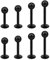 Gojewen 8er Lippenpiercing Labret Stecker 6/8/10/12mm Schwarz Piercing Ohr Lippe Helix Tragus Stud Chirurgenstahl
