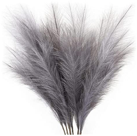 rupusiner Faux Pampas Gras groß grau Pampas grasdekor künstliche Flauschige für Raumdekor 6pcs 45 cm dunkelgrau