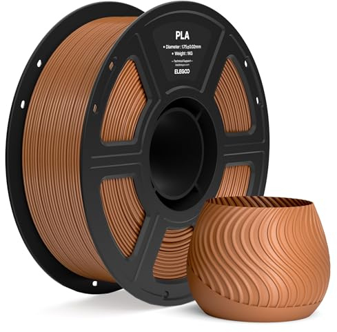 ELEGOO PLA Filament 1,75mm Braun 1KG, 3D Drucker Filament PLA | Maßgenauigkeit +/- 0,02mm, 1kg Kunststoffspule (2.2lbs), Sauber Gewickelte, Vakuumverpackung für Meisten FDM 3D Drucker