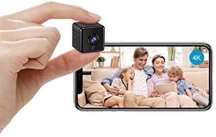 AOBOCAM Mini Kamera, 4K HD WLAN Überwachungskamera Innen Für Live Übertragung Handy APP, WiFi Camera Nachtsichtkamera mit Bewegungsmelder/Lange Batterielaufzeit/Cloud-Speicherplatz