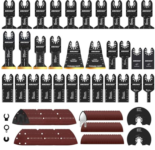 156PCS Oscillating Tool Blades Kit – Titanium Multi Tool Blades & Sandpaper for Wood & Metal Cutting | Quick Release, Universal Fit for Dewalt, Milwaukee, Ryobi, Makita, Rockwell, Fein