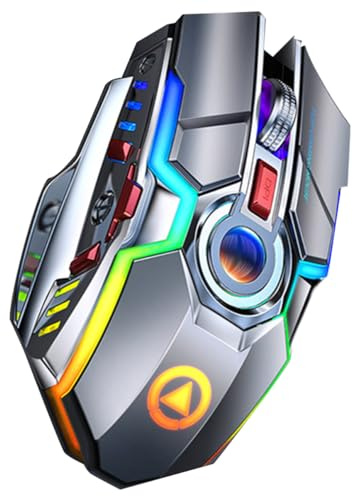 SHINEOFI Souris de Jeu sans Fil 2,4 Ghz Rechargeable Abs, 7 Touches | Transmission 2,4 Ghz, Portée 15m, Batterie Intégrée, Port Usb, Prise en Main Confortable
