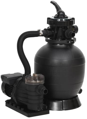 Tomostar Système de Filtre à Sable, Pompe Piscine Filtration à Sable Filtre de Piscine avec préfiltre Noir
