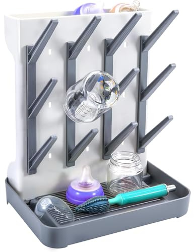 Trockenständer Babyflaschen, Abtropfgestell Babyflaschen Vertikal bis zu 12 Babyflaschen, Baby Bottle Drying Rack Platzsparender Flaschentrockner Halter für Arbeitsplatte Babyflaschen Babyzubehör hält