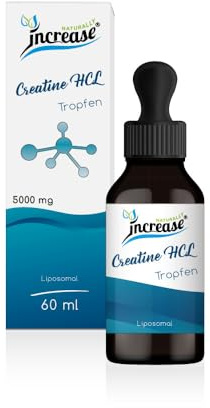 Liposomale Creatine HCL Tropfen hochdosiert - 150.000mg Creatine HCL pro Packung) 5000mg Creatine pro Tagesportion - MCT Öl - Hohe Bioverfügbarkeit